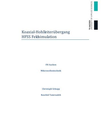 Koaxial-HohlleiterÃ¼bergang HFSS Feldsimulation - Ing. H ...