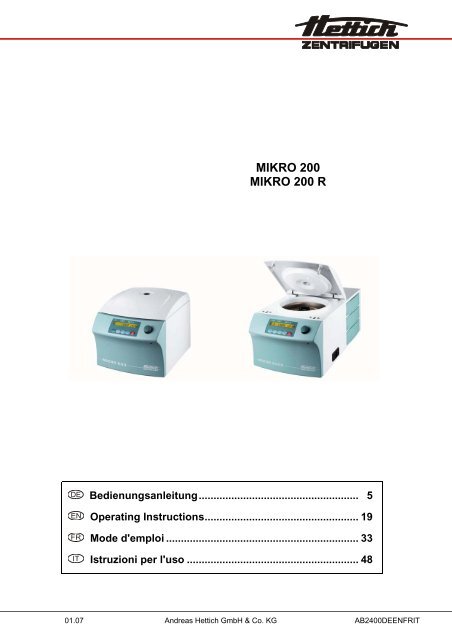 MIKRO 200 MIKRO 200 R - Hettich AG, CH
