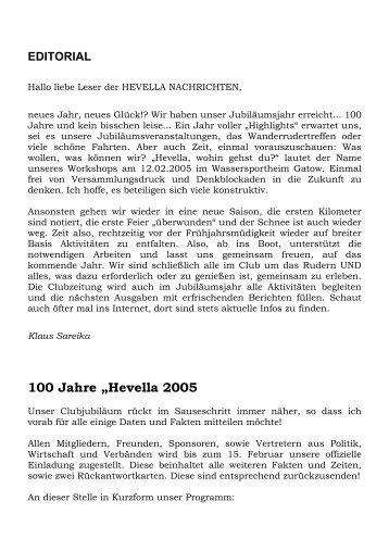 Clubzeitung 1/2005 - Berliner Ruder-Club Hevella e. V.