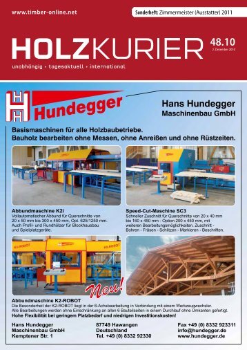 50 m-TrÃ¤ger im Container Holzbau-Ausstatter des Jahres 2011