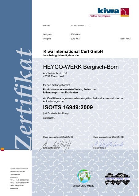Zertifikat Bergisch Born (PDF) - Heyco