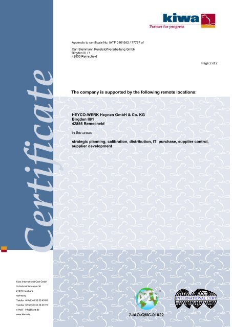 Certificate Remscheid (PDF) - Heyco