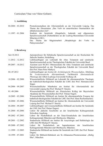 Curriculum Vitae - Hochschule fÃ¼r JÃ¼dische Studien Heidelberg