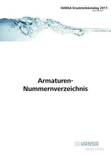 Armaturen- Nummernverzeichnis - Hansa