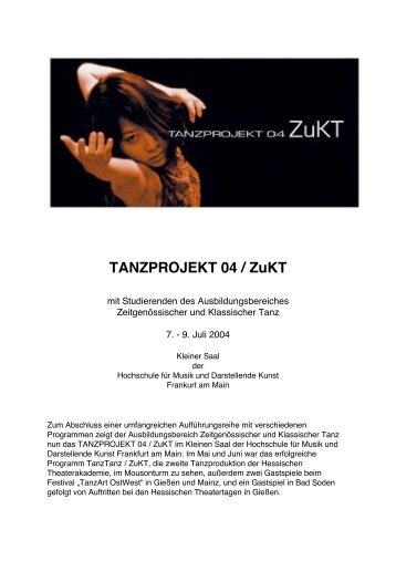 TANZPROJEKT 04 / ZuKT - HfMDK Frankfurt