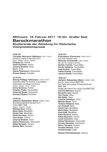 Barockmarathon - HfMDK Frankfurt