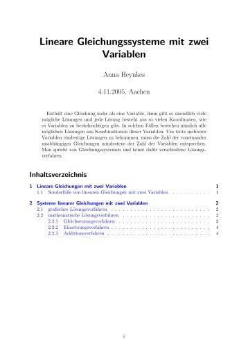 Lineare Gleichungssysteme mit zwei Variablen
