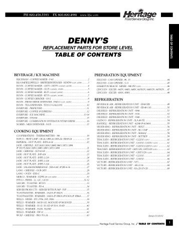 DENNYS Catalog - Heritage Food Service Equipment, Inc.