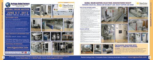 solar panel manufacturing facility - Liquidation Auction - Equipment ...