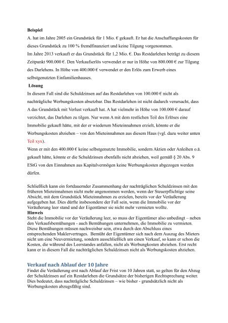 NachtrÃ¤gliche Schuldzinsen Das Urteil des BFH vom 20.6.20102 ...