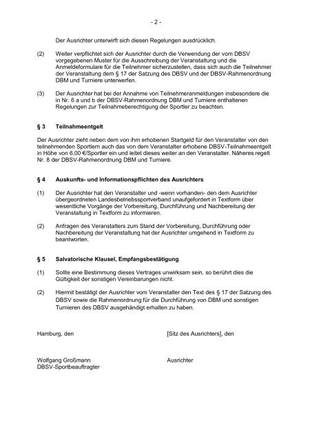 Ausrichtungsvertrag - Deutscher Betriebssportverband