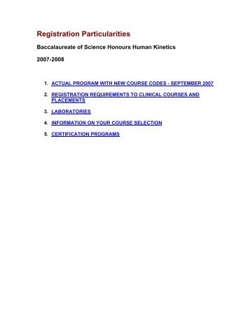 Registration Particularities - Faculty of Health Sciences