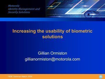 Presentation by Gillian Ormiston (Biometric Identity Management ...