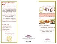 To Go Brochure - Hampton Hall Club