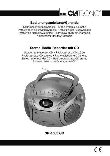Stereo-Radio-Recorder mit CD SRR 633 CD ... - Clatronic