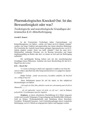 Pharmakologischer Knock Out. Ist das Bewusstlosigkeit ... - GTFCh