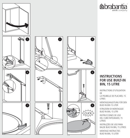 InstructIons for use buIltIn bIn, 15 lItre Brabantia