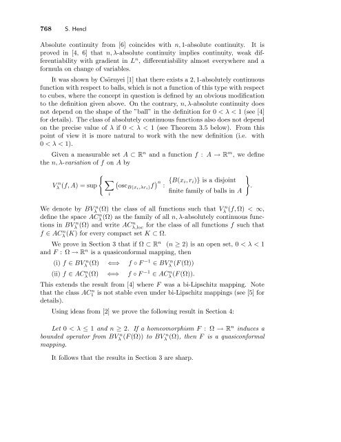Absolute continuity for functions of several variables - Heldermann ...