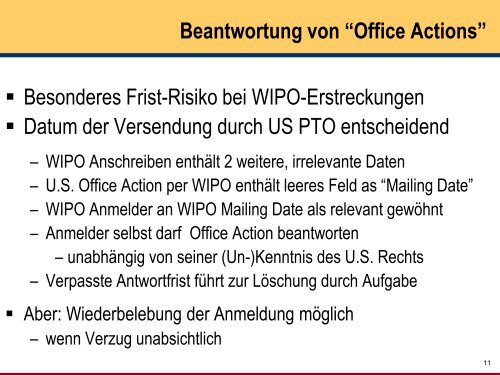 Anmeldung beim US PTO - GRUR