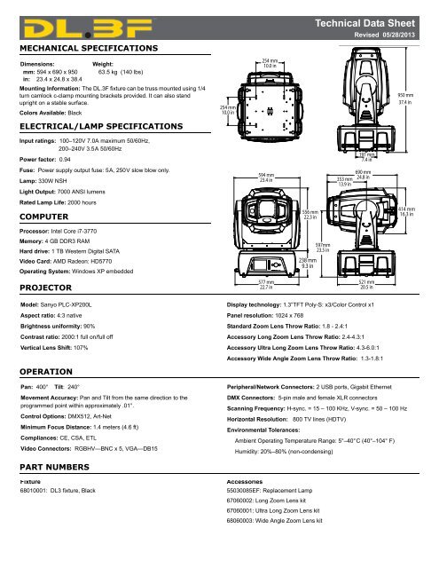 DL.3F Technical Data Sheet - High End Systems