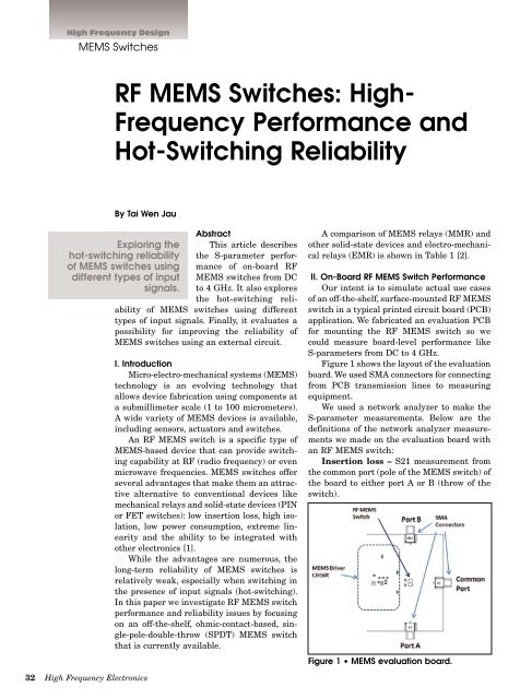 RF MEMS Switches - High Frequency Electronics
