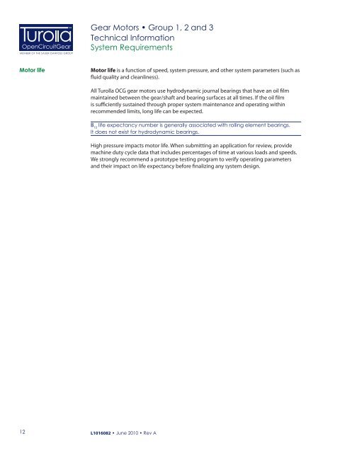 Gear Motors Group 1, 2 and 3 Technical Information - Sauer Bibus