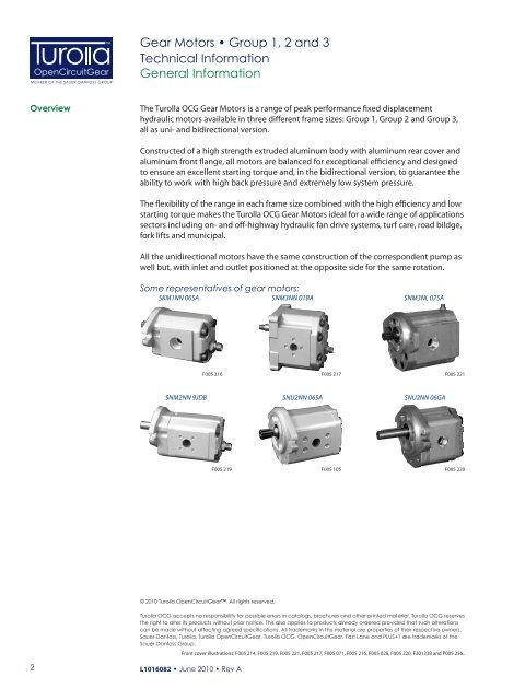 Gear Motors Group 1, 2 and 3 Technical Information - Sauer Bibus