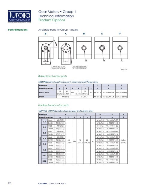 Gear Motors Group 1, 2 and 3 Technical Information - Sauer Bibus