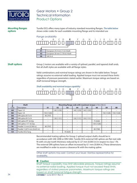 Gear Motors Group 1, 2 and 3 Technical Information - Sauer Bibus