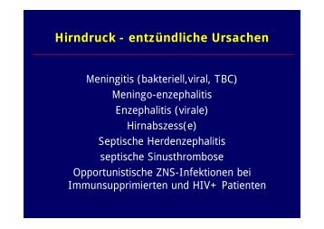 Hirndruck - entzÃ¼ndliche Ursachen