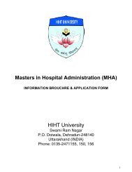 Masters in Hospital Administration (MHA) HIHT University