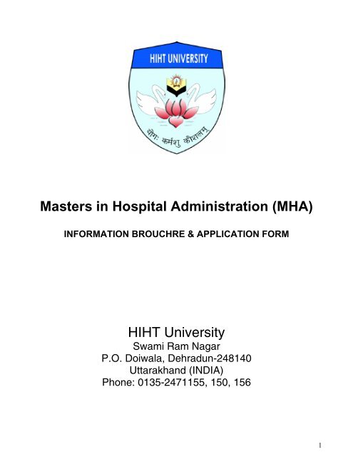 Masters in Hospital Administration (MHA) HIHT University