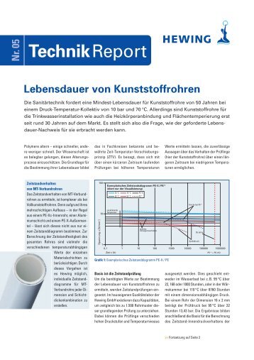 Lebensdauer von Kunststoffen - Heizungswasser.ch