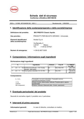 Scheda dati di sicurezza - Henkel