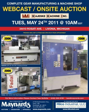 complete gear manufacturing & machine shop webcast / onsite auction