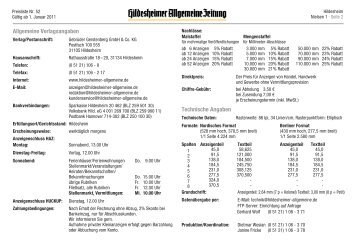 Preisliste HAZ_2011.indd - Hildesheimer Allgemeine Zeitung
