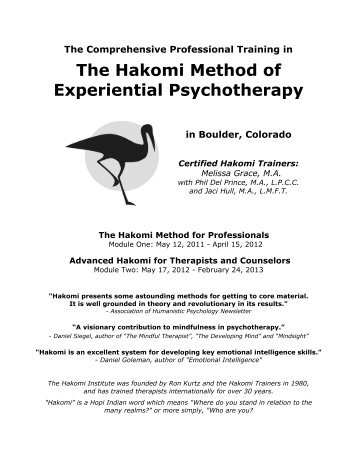 The Hakomi Method of Experiential Psychotherapy - Hakomi Institute