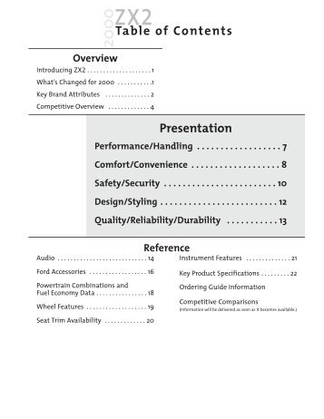 Table of Contents Presentation - Hiller Ford Inc.