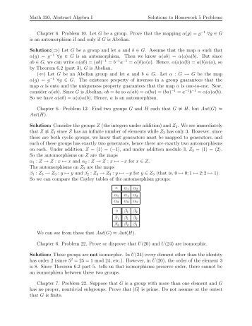 Algebra homework solutions