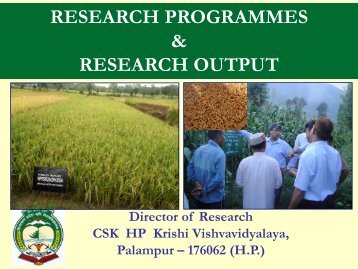 Director's Presentation - CSK Himachal Pradesh Agricultural ...