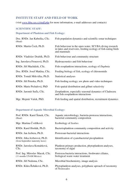 anglicky - Institute of Hydrobiology