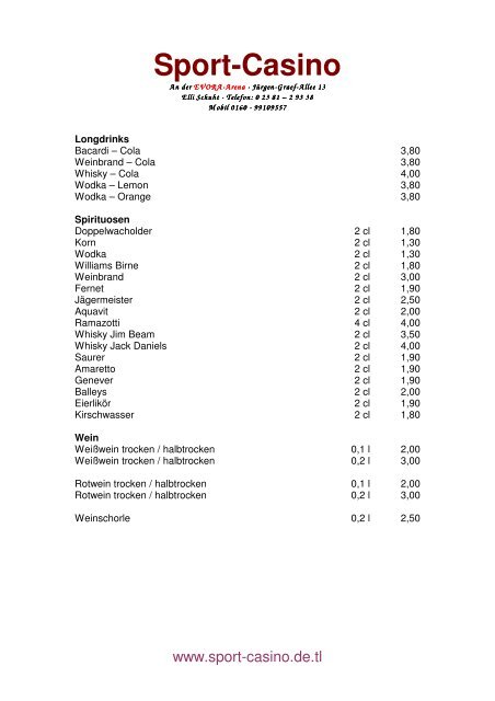 Getränkekarte (PDF) - Hamm-Mitte.de