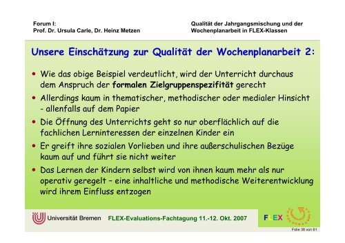 FLEX - Arbeitsgebiet Grundschulpädagogik - Universität Bremen