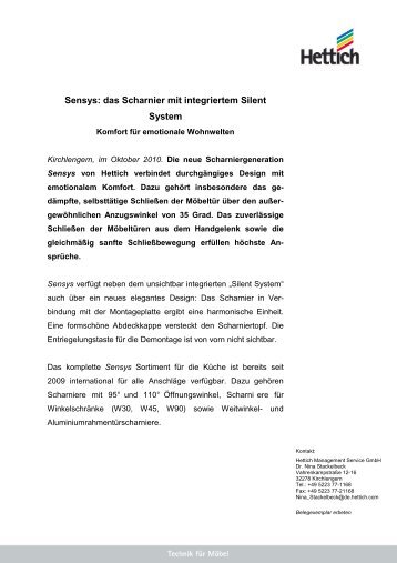 Sensys: das Scharnier mit integriertem Silent System - Hettich