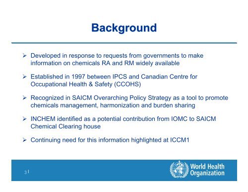 WHO/IPCS INCHEM Database - Collaborative on Health and the ...