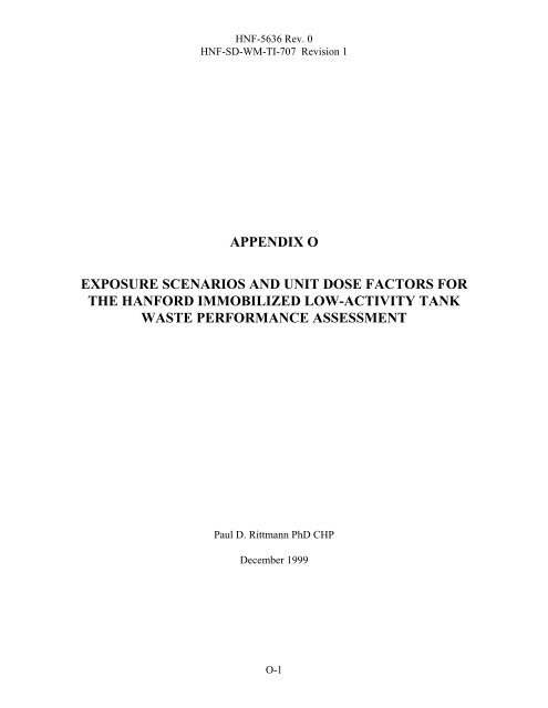 appendix o exposure scenarios and unit dose factors ... - Hanford Site