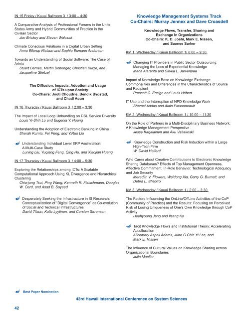 Paper Presentation Schedule - hicss