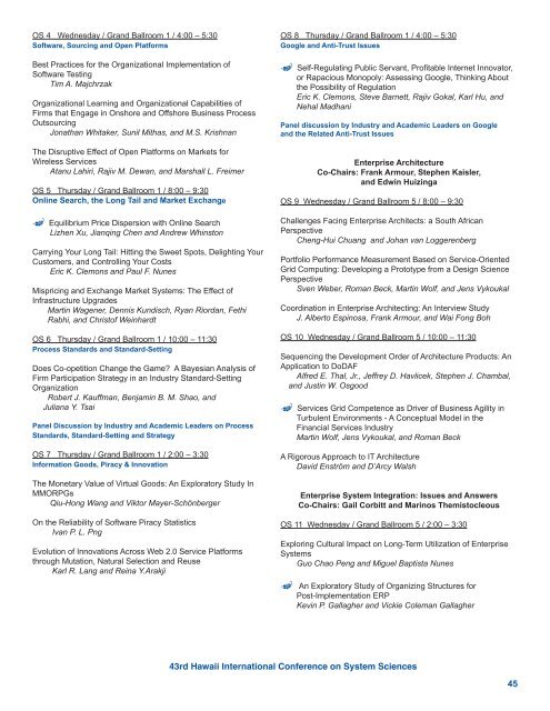 Paper Presentation Schedule - hicss