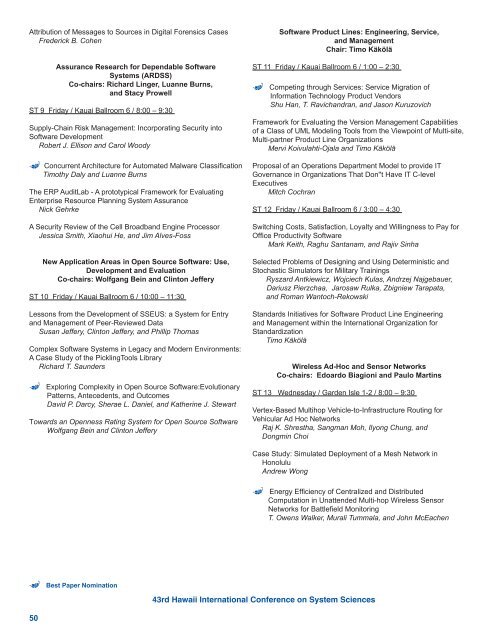 Paper Presentation Schedule - hicss