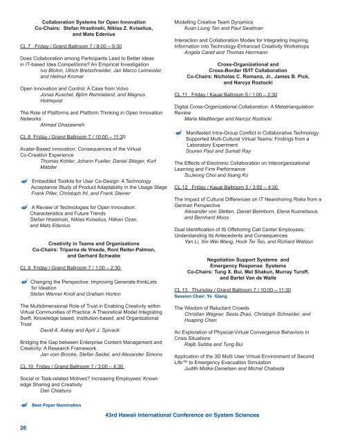 Paper Presentation Schedule - hicss